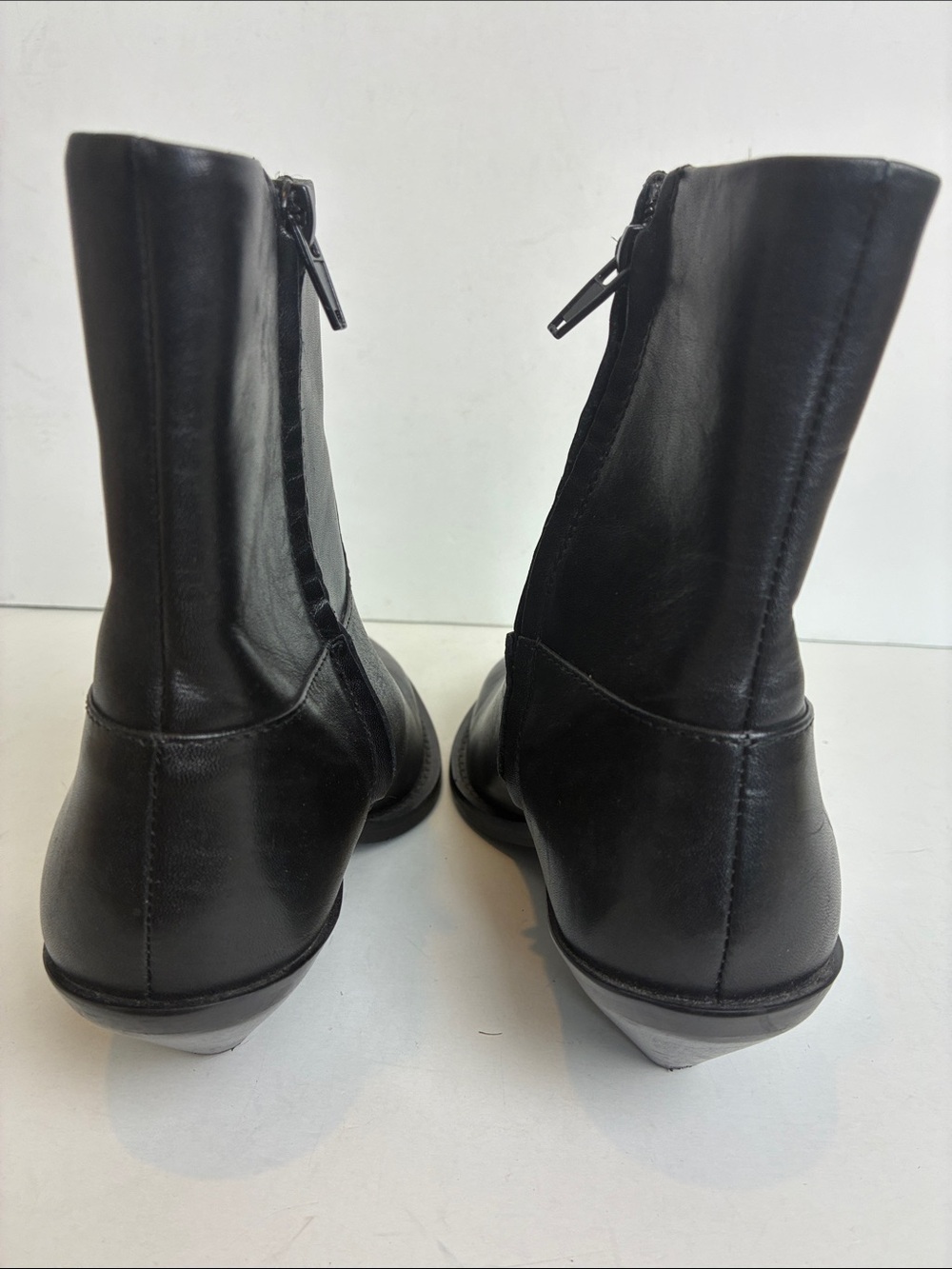 Zara leather cowboy ankle boot booties black EU 36 1122/010 western rodeo - Picture 10 of 16
